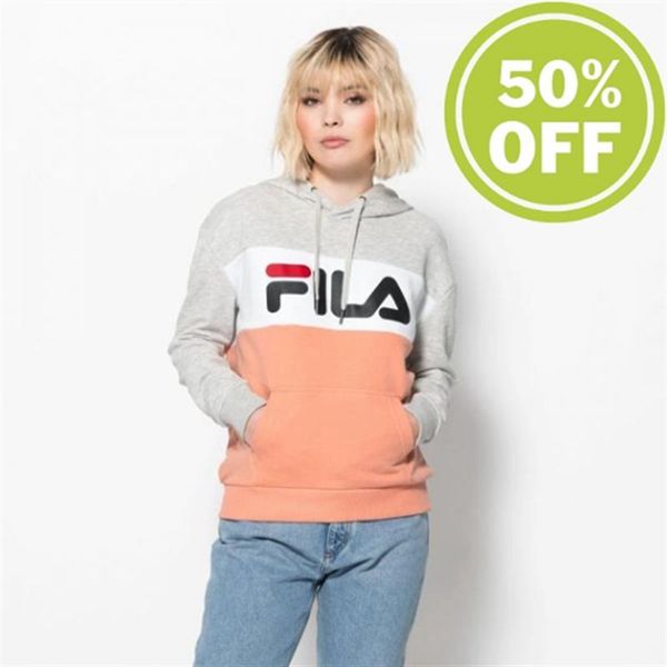 Sudaderas Fila Mujer Gris Claro / Blancas - Lori Hoodie Hoodie Light - España 076519MHP